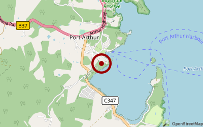 Navigation zum Campingplatz Port Arthur Caravan & Cabin Park